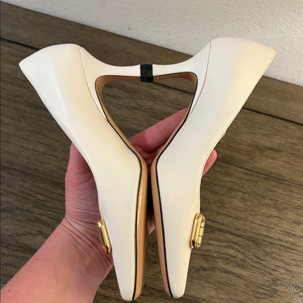 [Louis Vuitton] Rotary Low Heel Square Pumps White Leather Women’s EU 35 / US 5 - Picture 9 of 16